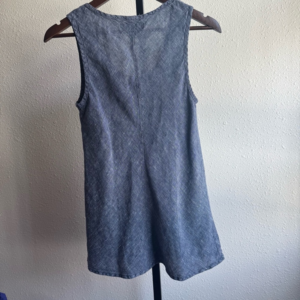 Flax Blue Sleeveless Linen Blend Tank Top - Picture 6 of 6